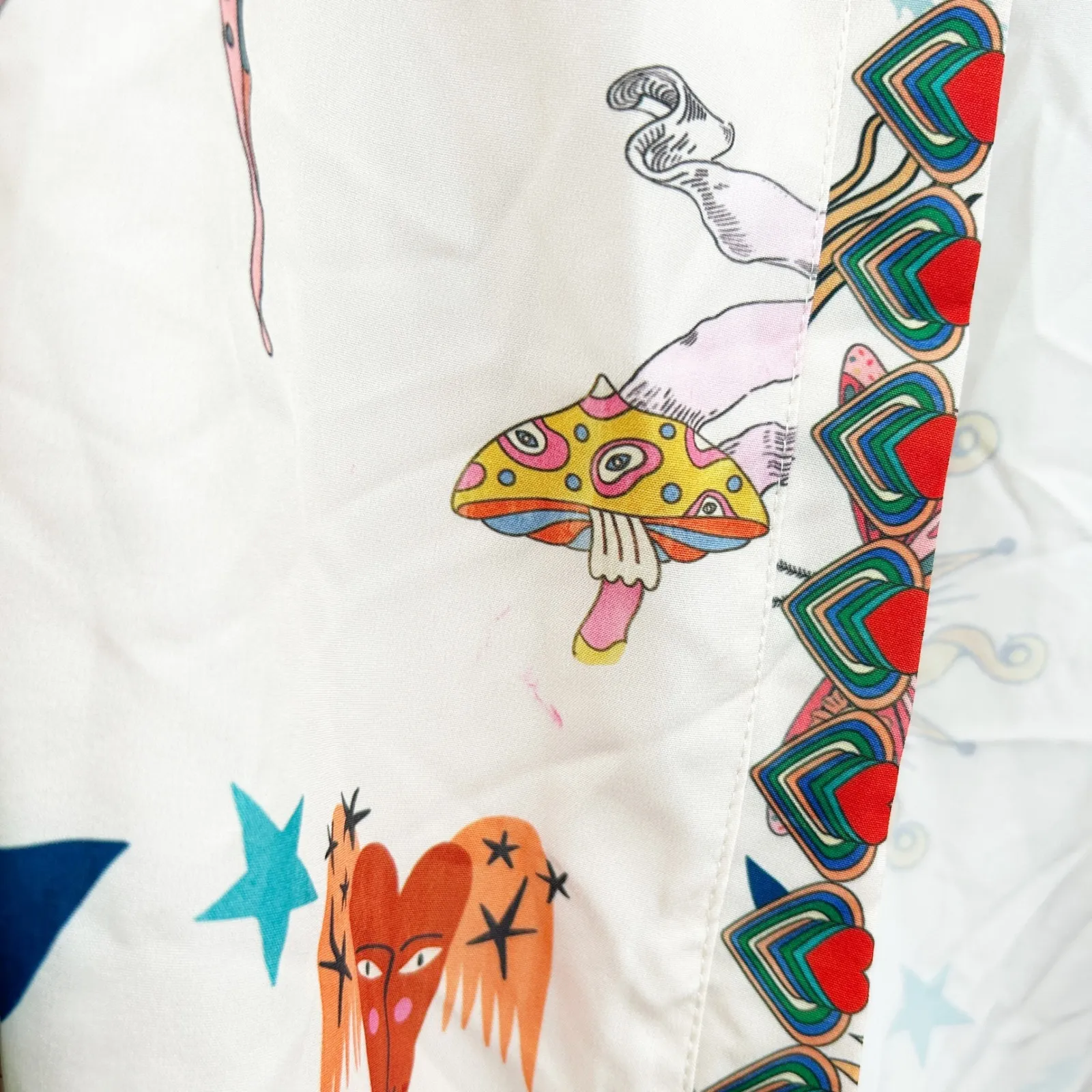 SHEIN CURVE Womens 2XL Funky Boho Sun Mushroom Butterfly Print Kimono Shorts Set - Image 4