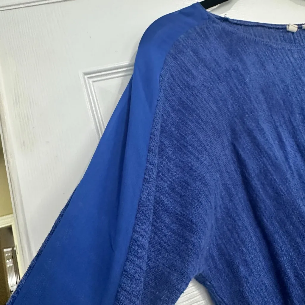 ANTHROPOLOGIE Moth Sheer Sleeve Detail Blue Sweater Top Size Medium - Image 3