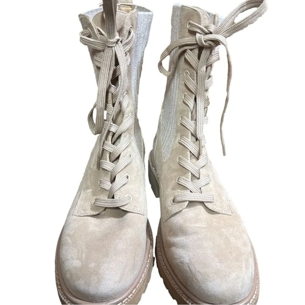 Sam Edelman ‘Lydell’ Mixed Media Suede and Ribbed Knit Combat Boot Size 8.5 - Image 7