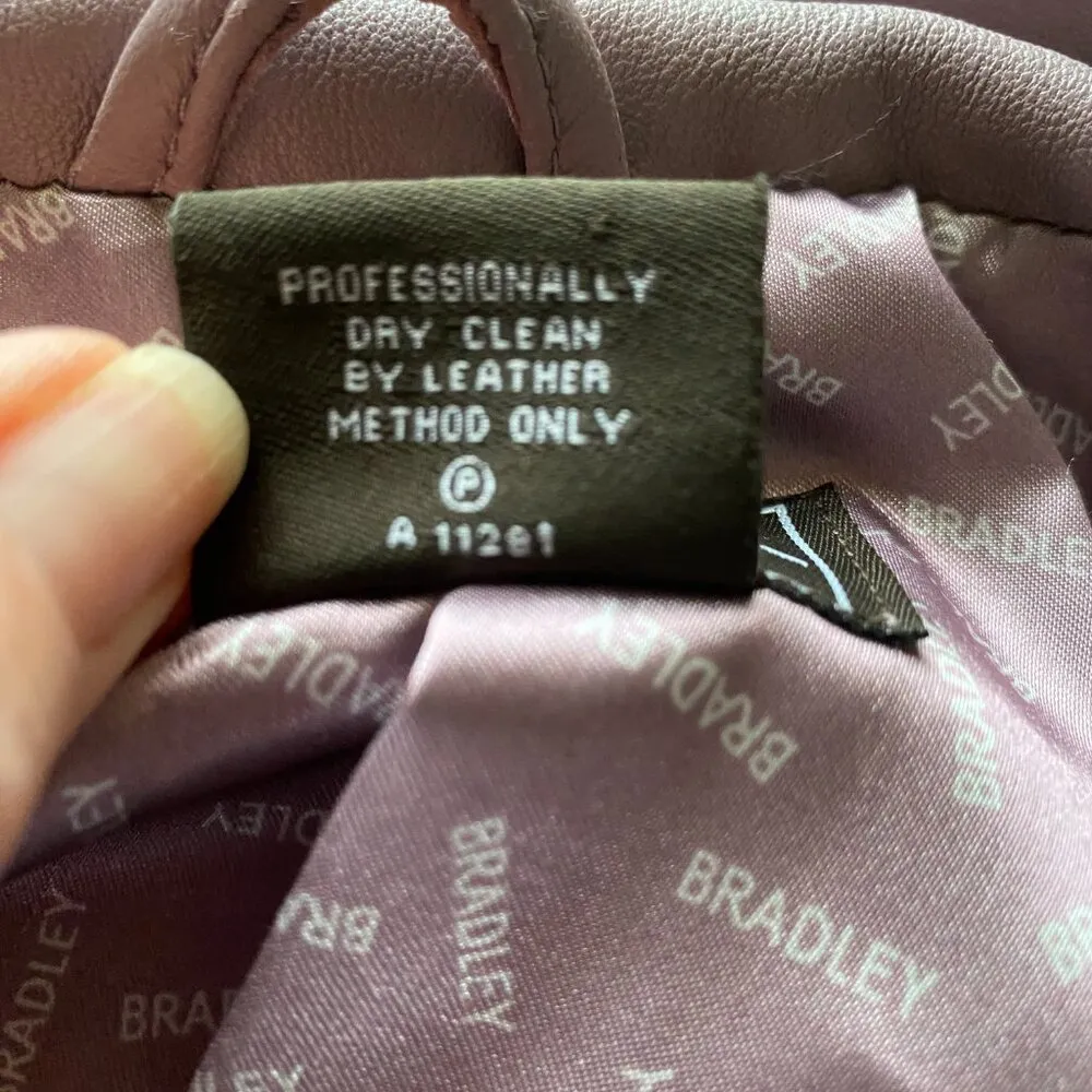 Bradley by Bradley Bayou long sleeve zip up soft rose pink/purple leather jacket - Image 14