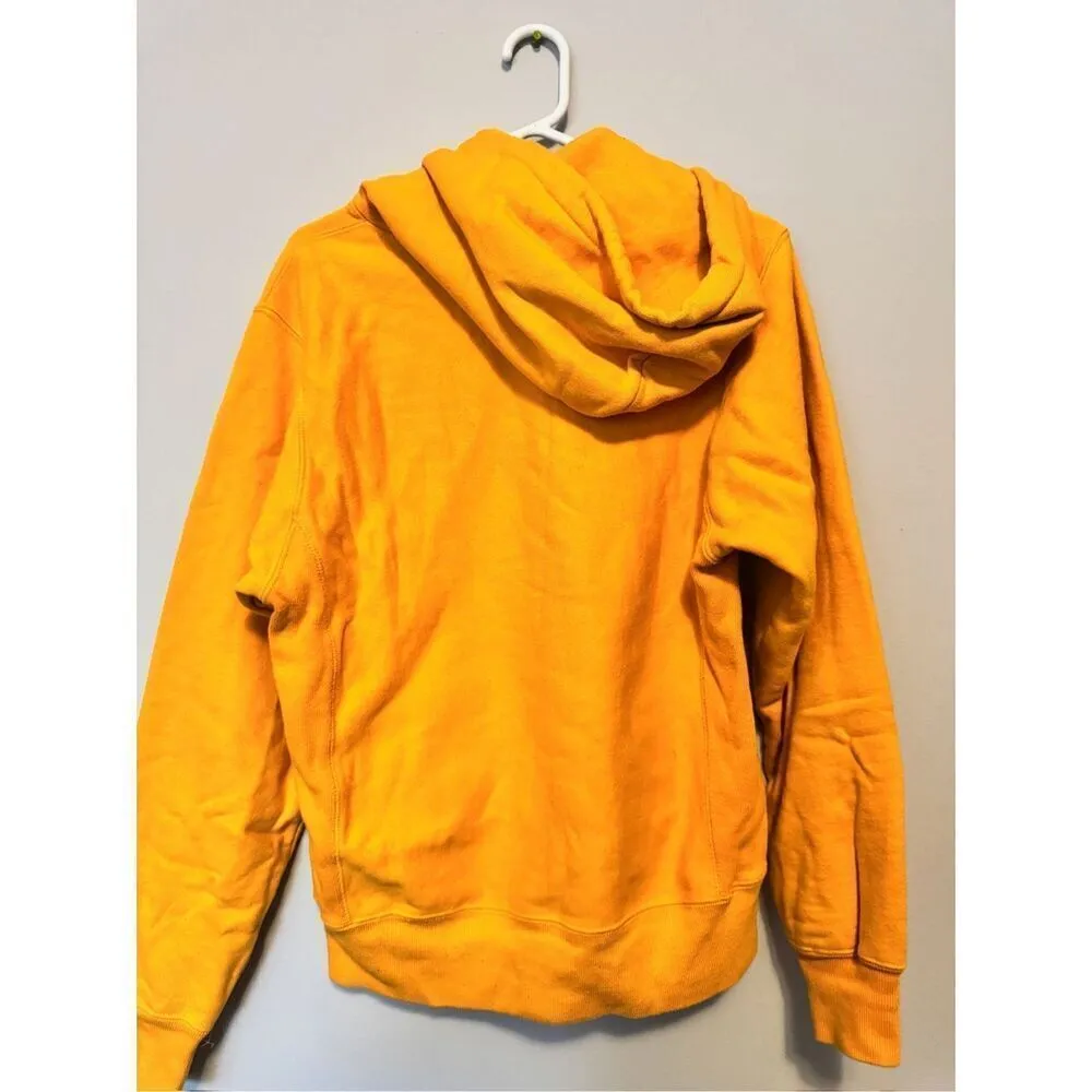 Champion Hoodie Yellow Sweater Pullover Fleece Logo Reverse Weave Size Small - Image 3