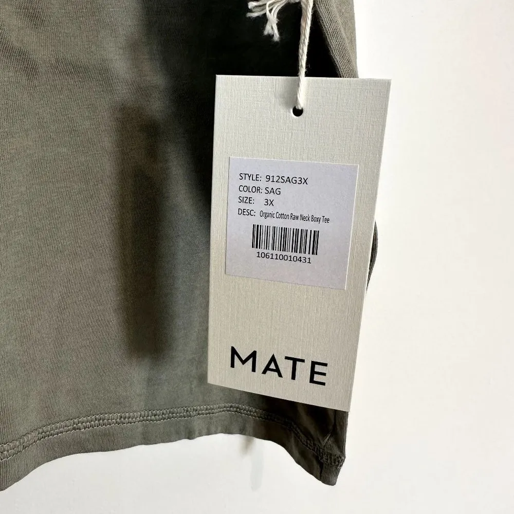 NWT MATE the Label Sage Organic Cotton Raw Neck Boxy Tee - Size 3X - Image 4