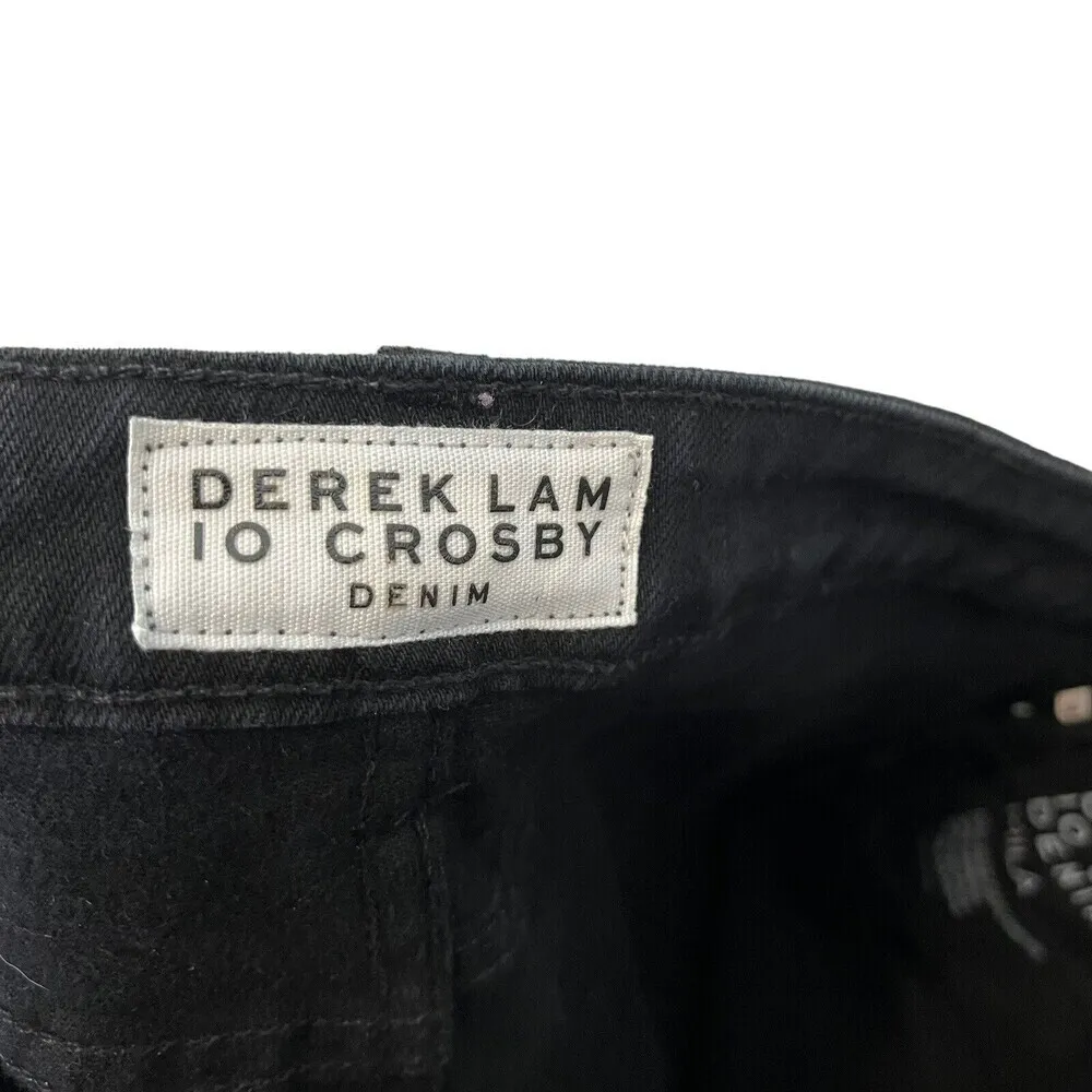 Derek Lam 10 Crosby Mila Girlfriend Jeans Women’s Size 28 Black Patchwork Raw He - Image 12
