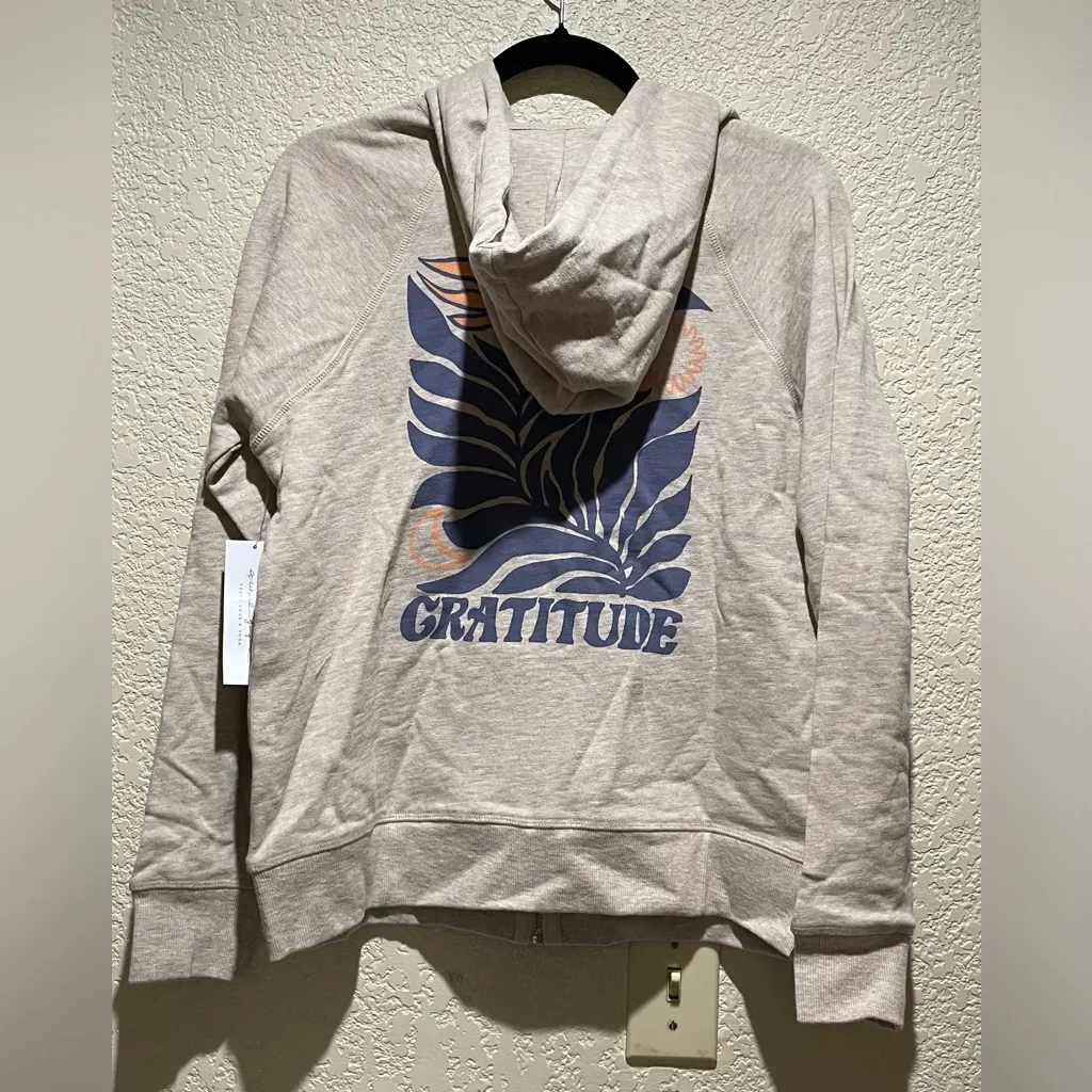 Spiritual Gangster NWT Gratitude Slub Terry  Raglan Full Zip Cream Hoodie XS - Image 7