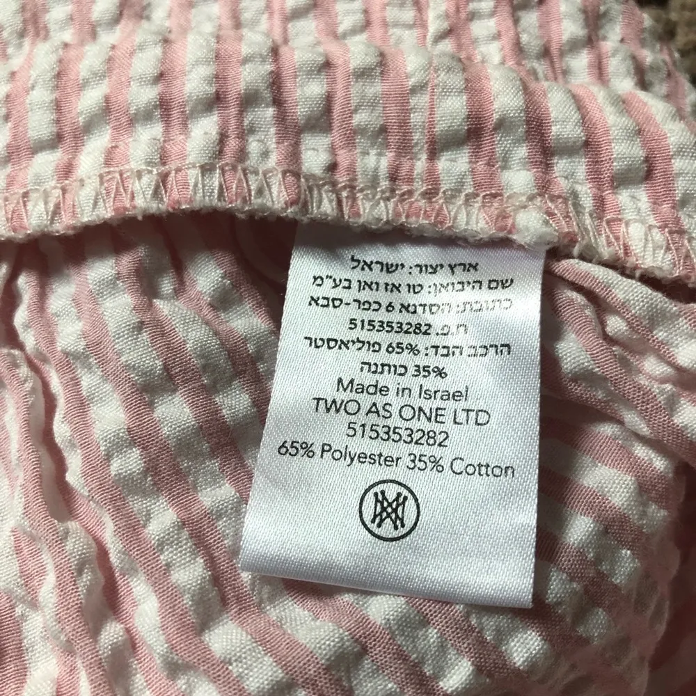 Jess Tank Top Seersucker Gingham Pink White Stripe Thick Straps M - Image 8