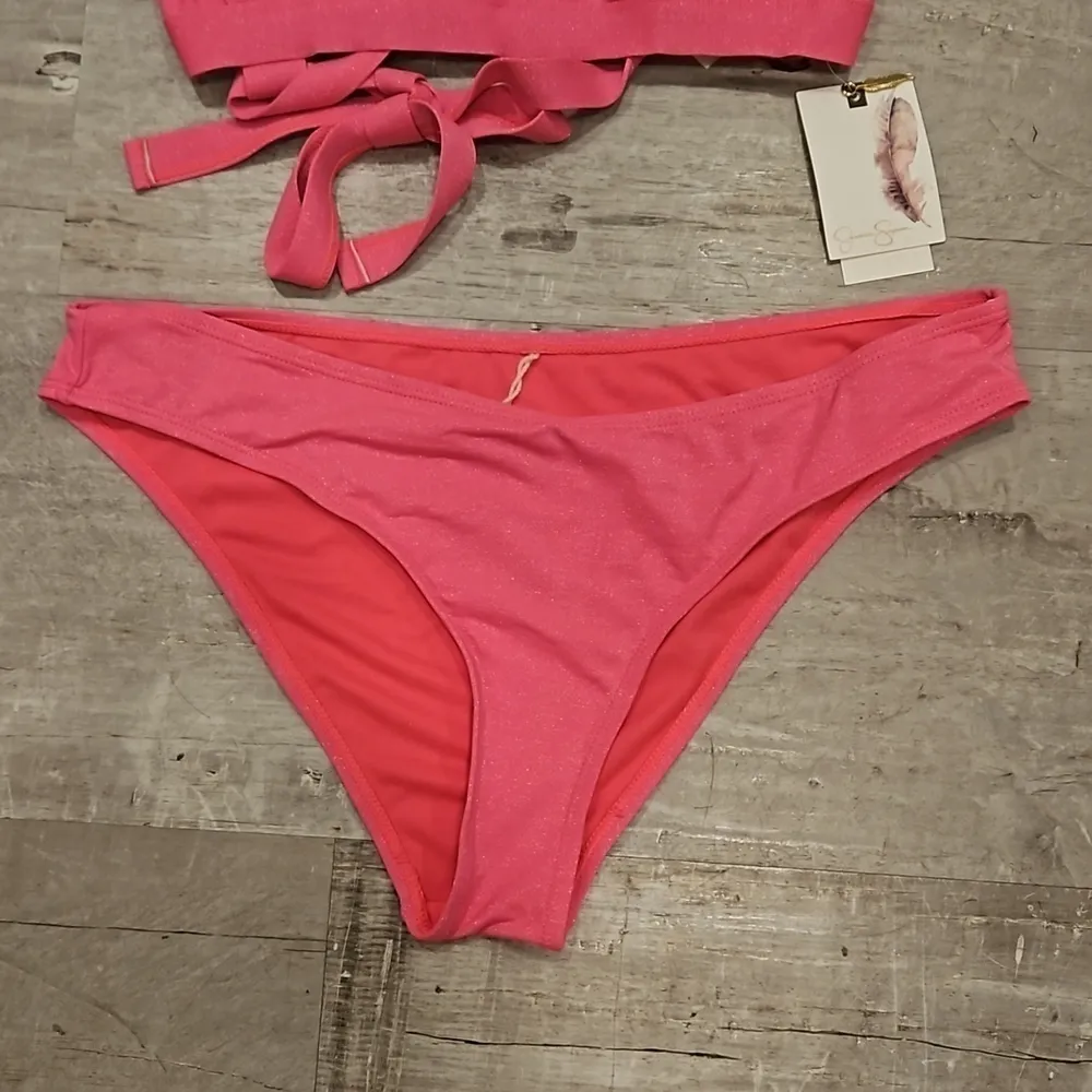 💕JESSICA SIMPSON💕 Glitter Bomb Bikini ~ Pop Pink Large L NWT - Image 4