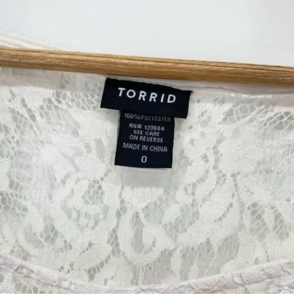 Ivory Sheer Lace Long Bell Sleeve Blouse Top - Image 9