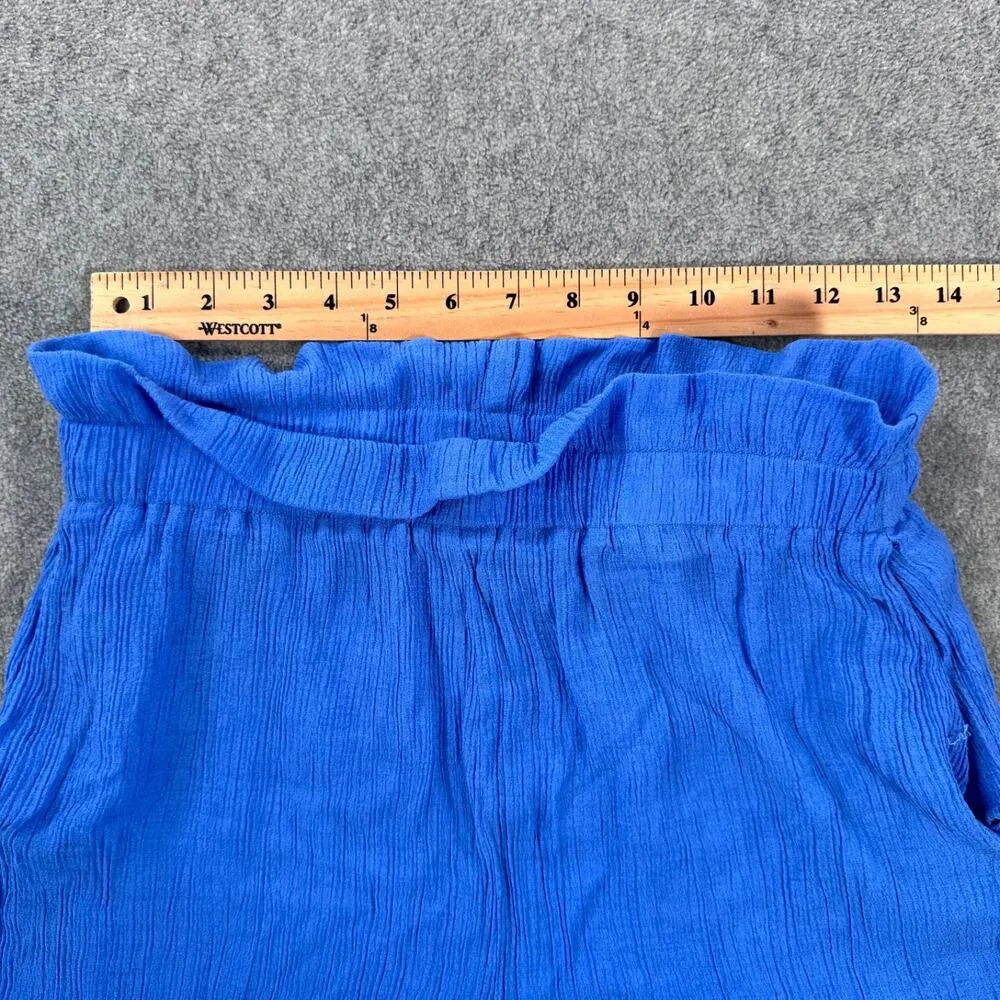 Lush High Rise Paperbag Shorts Size Small Blue Gauzy Elastic Waist Pockets - Image 4