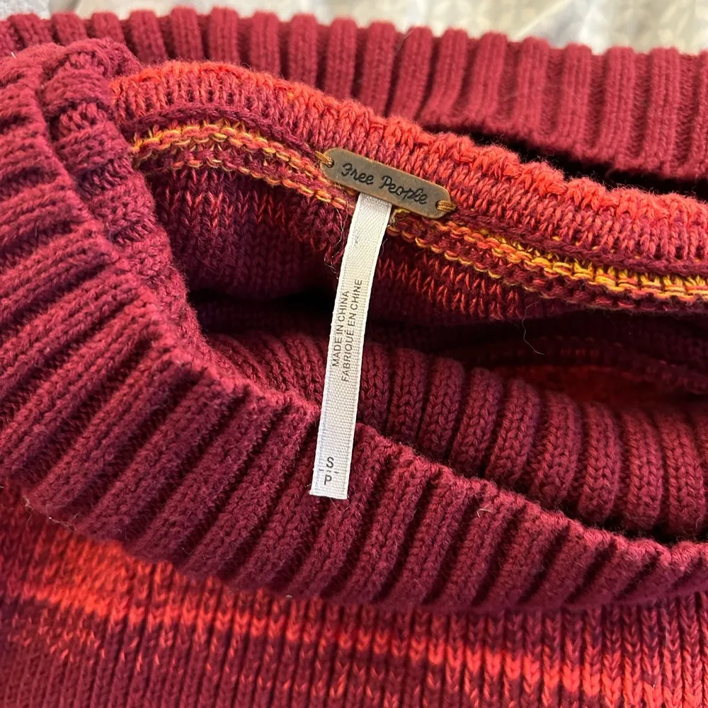 Free People Close To Me Pullover Turtleneck Sweater. Red - Image 7