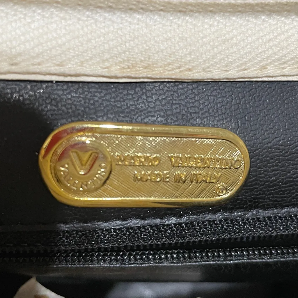 Mario Valentino White Textured Clutch with Gold Accents - Image 14