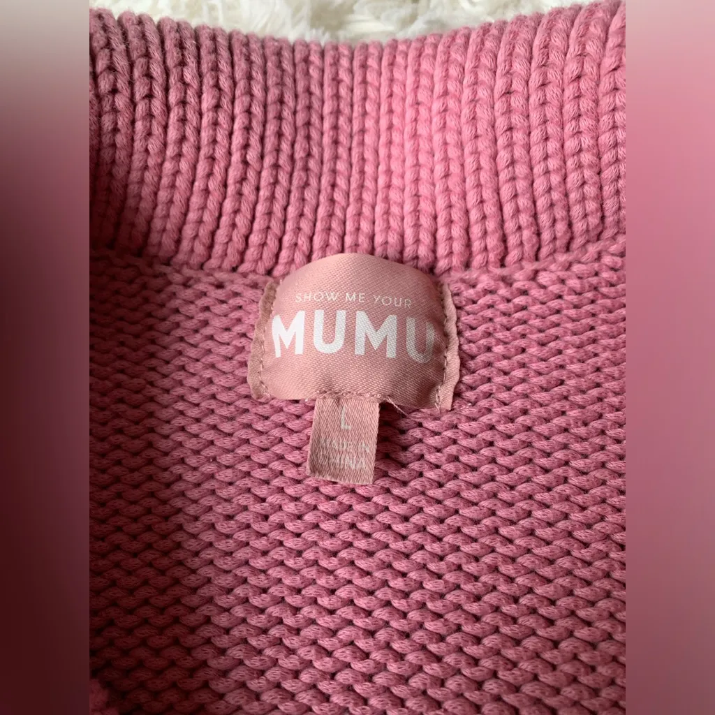 Show Me Your Mumu Crawford Collared Sweater Pink Knit - Image 4