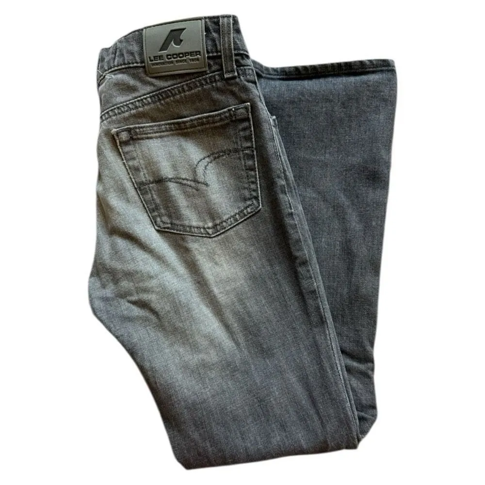 Womens Lee Cooper Gray Rinse Fitted Waist Flare Leg Jeans - Image 3