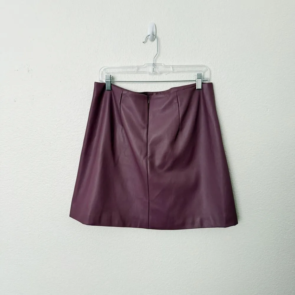 [Anthropologie] Maeve Purple Faux Leather Side-Slit Micro Mini Skirt NWT Size 12 - Image 3