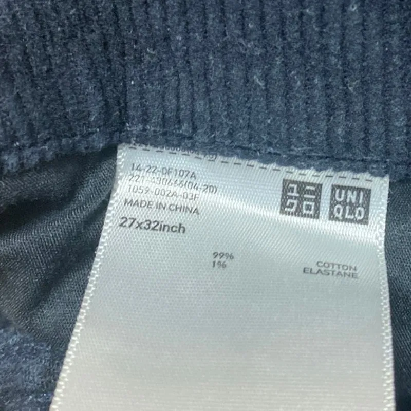 Uniqlo Women's Black Corduroy High Waisted Straight Leg Denim Jeans Pants Sz 27 - Image 5