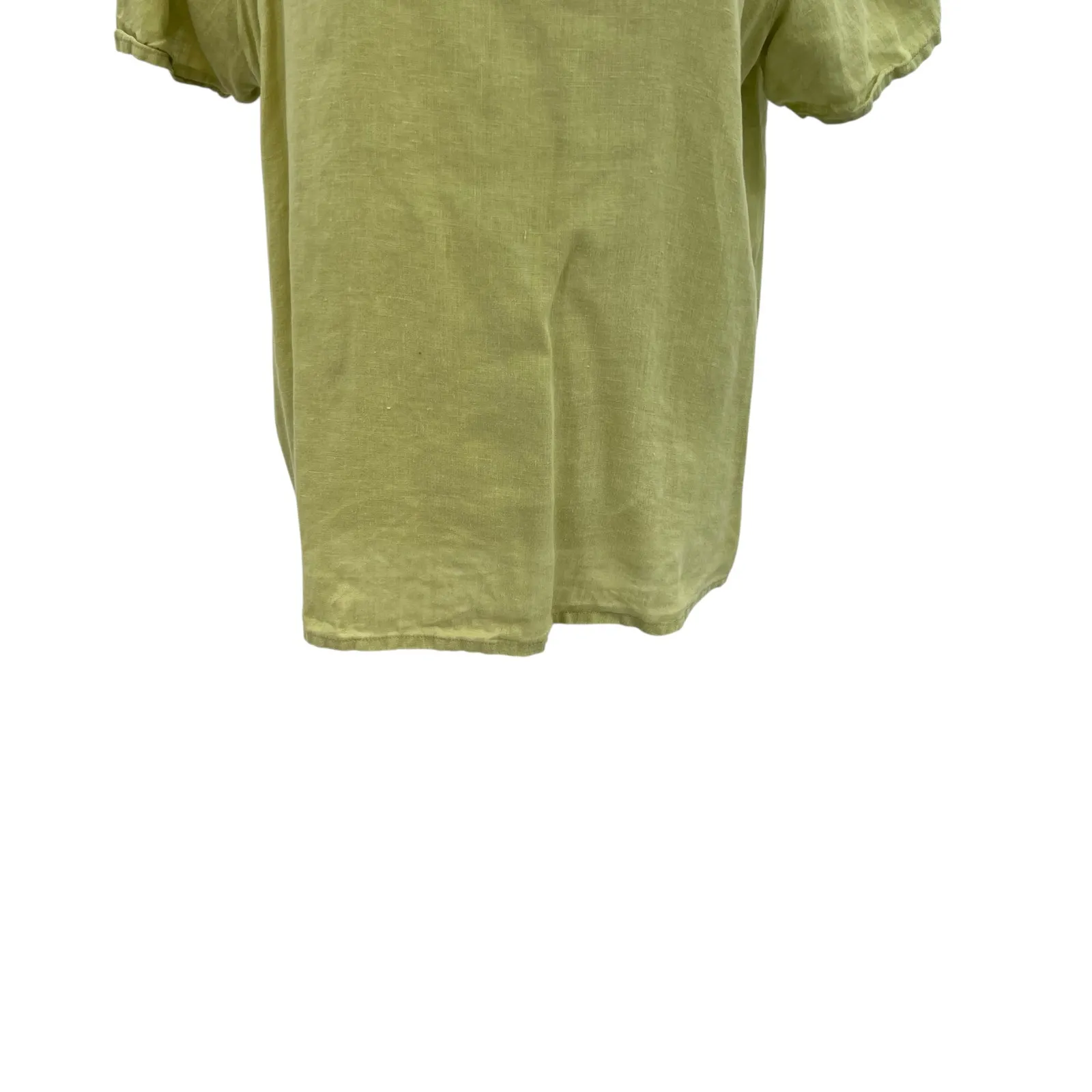 Flax Top Short Sleeve Blouse T-Shirt Linen Lime Green‎ Size Small - Image 4