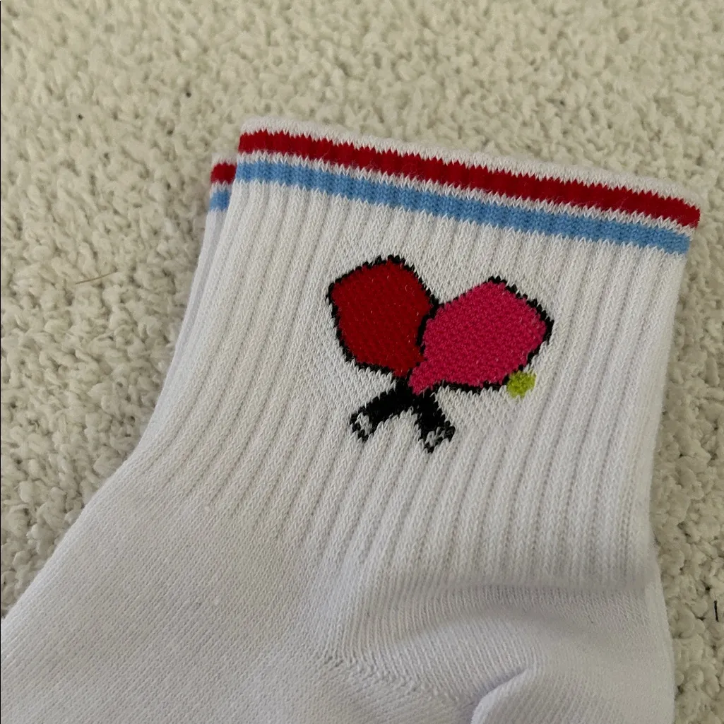 STEMS bundle of TWO crew socks 1)Golf Lettuce Edge 2) pickleball racket socks White - Image 6