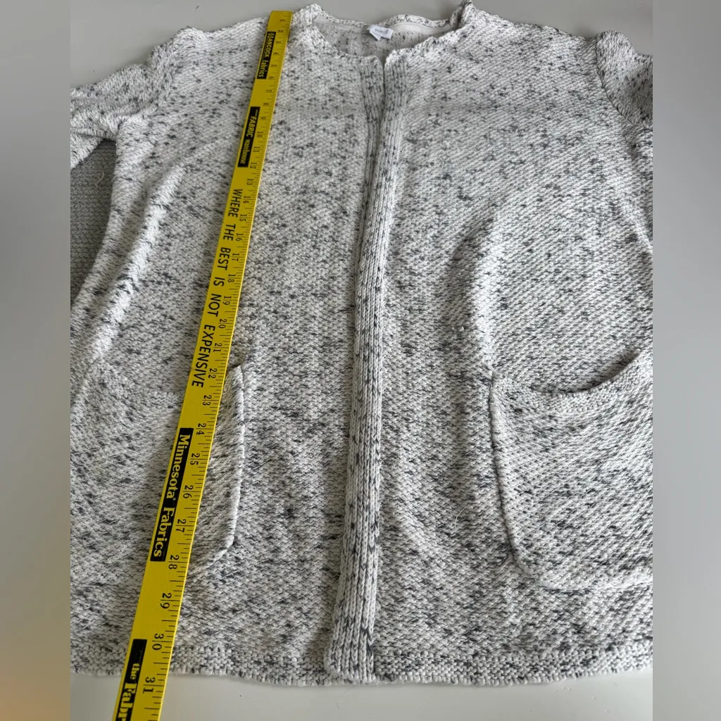 PureJill J. Jill White Speckled Shaker Knit Cotton Open Cardigan Sweater Large - Image 8