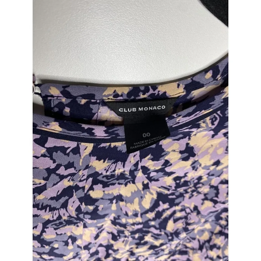 Club Monaco Dress Size 00 Women's Long Sleeve Floral 100% Silk Midi Multicolor - Image 4