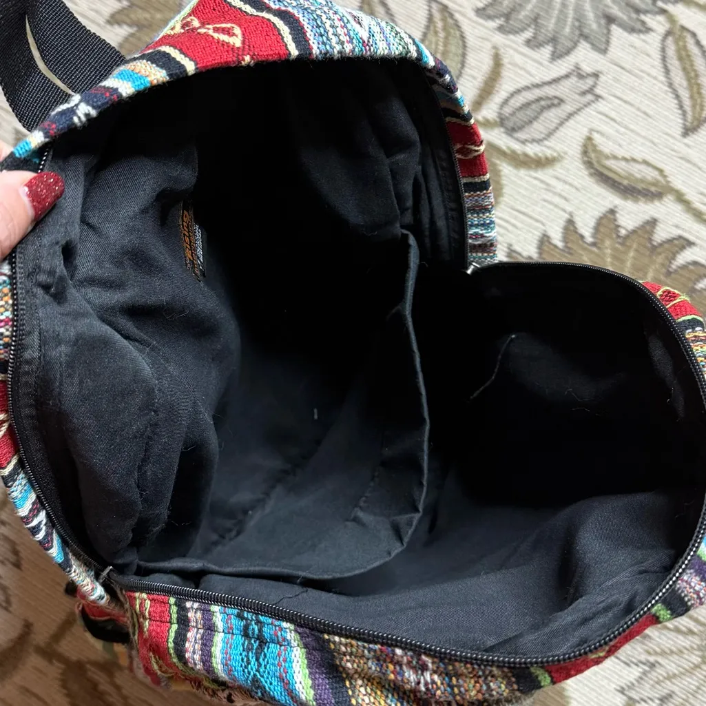 Owl Hemp Backpack Bag Boho Nepal School Travel Blue - Image 5