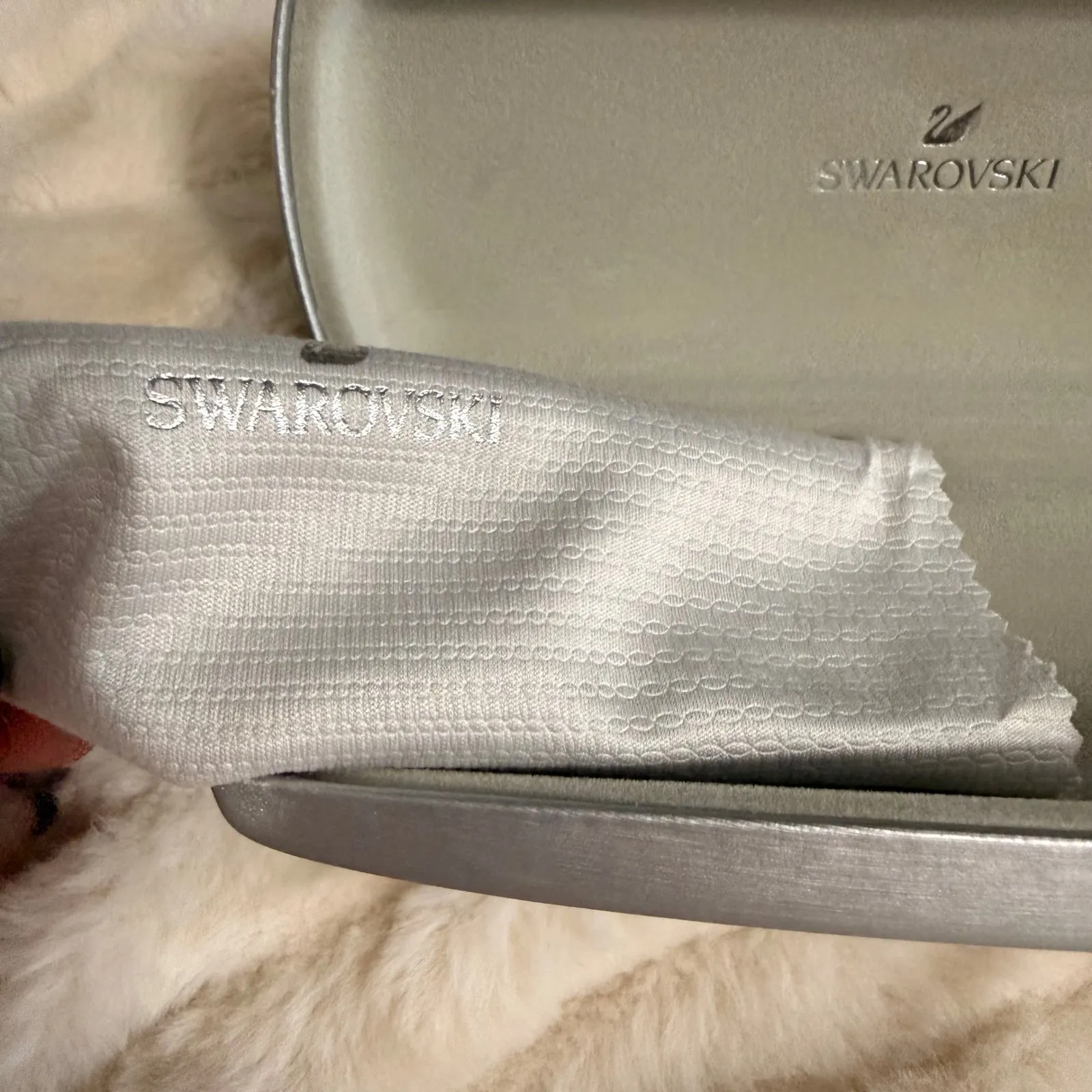 Swarovski Bold Silver Eyeglass Case Cleaning Cloth for Women Baddie - Image 7