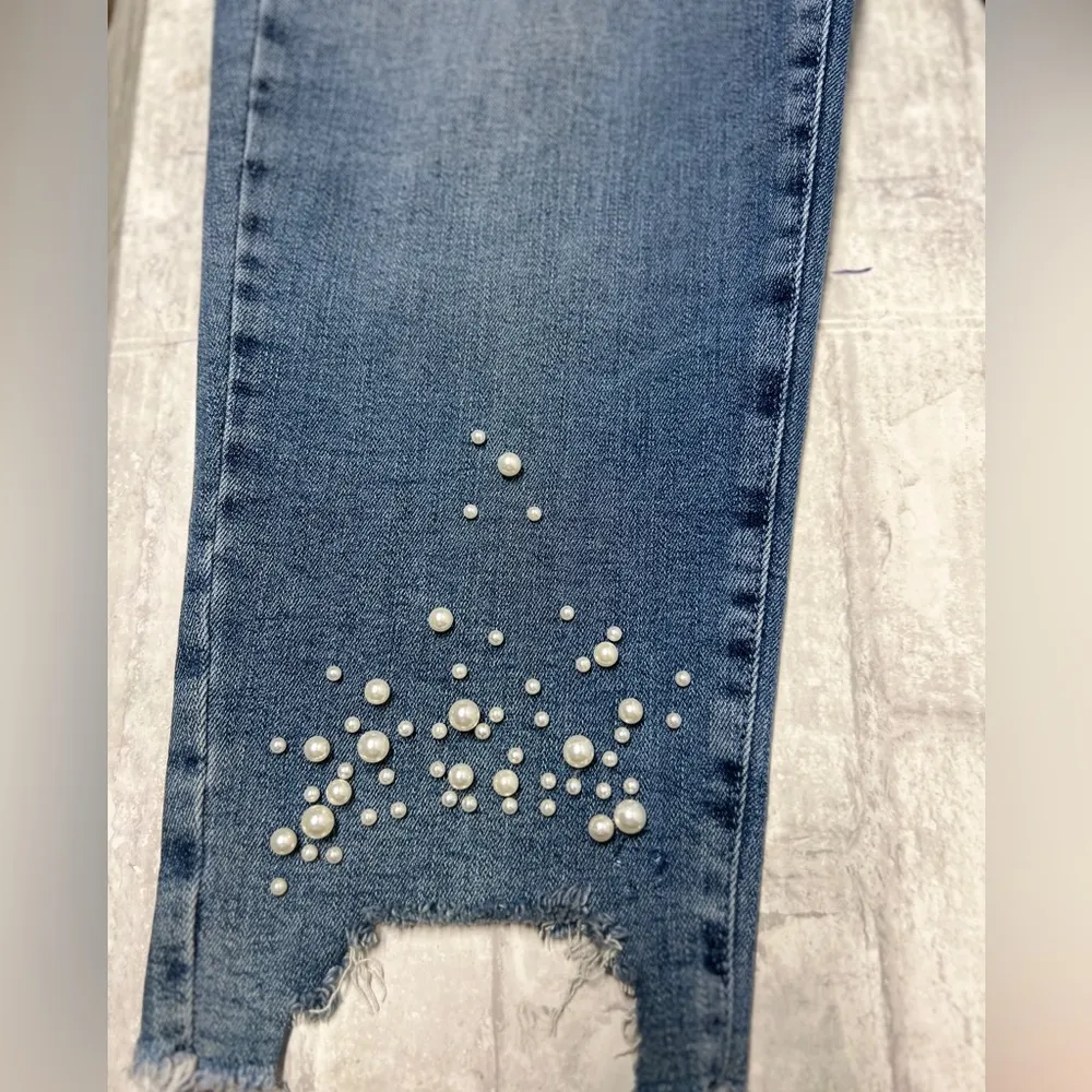 Lane Bryant  mid rise, essential stretch, girlfriend jeans pants with pearls 16 - Image 2