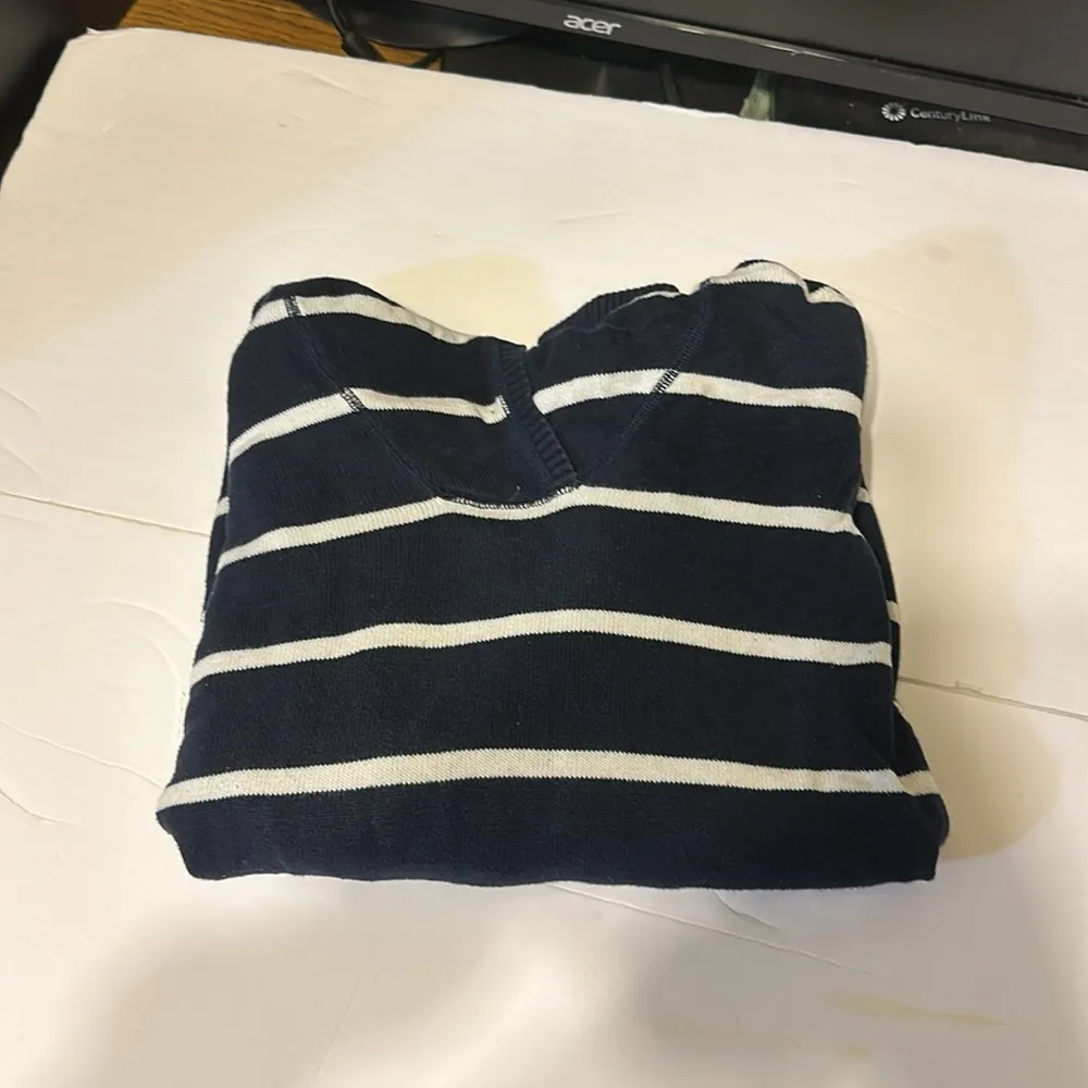 Tommy Hilfiger Striped classic navy and white te hooded sweatshirt kangaroo S - Image 8