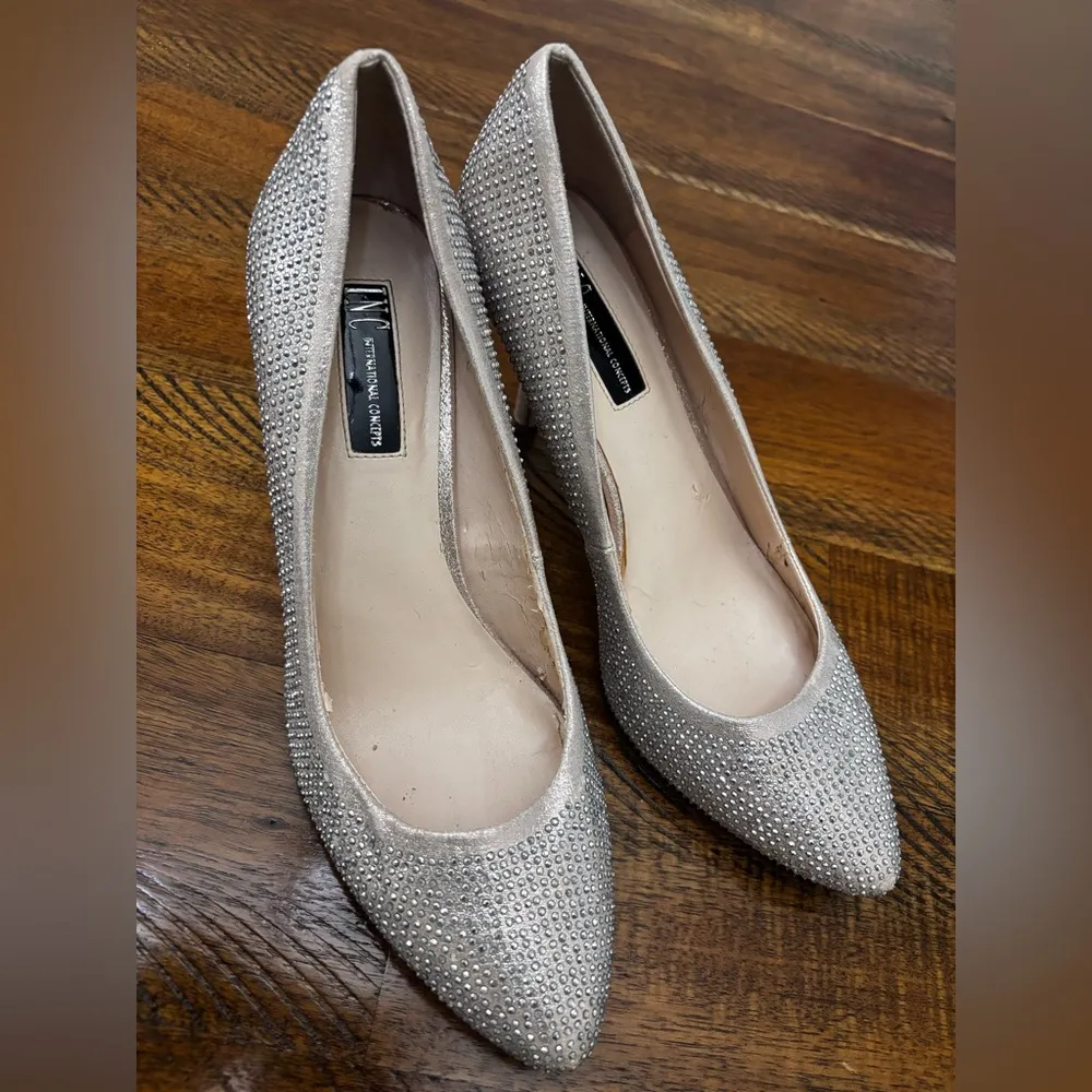 INC International Concepts Heels Silver Rhinestone Jeweled Pumps Size 10M - Image 7