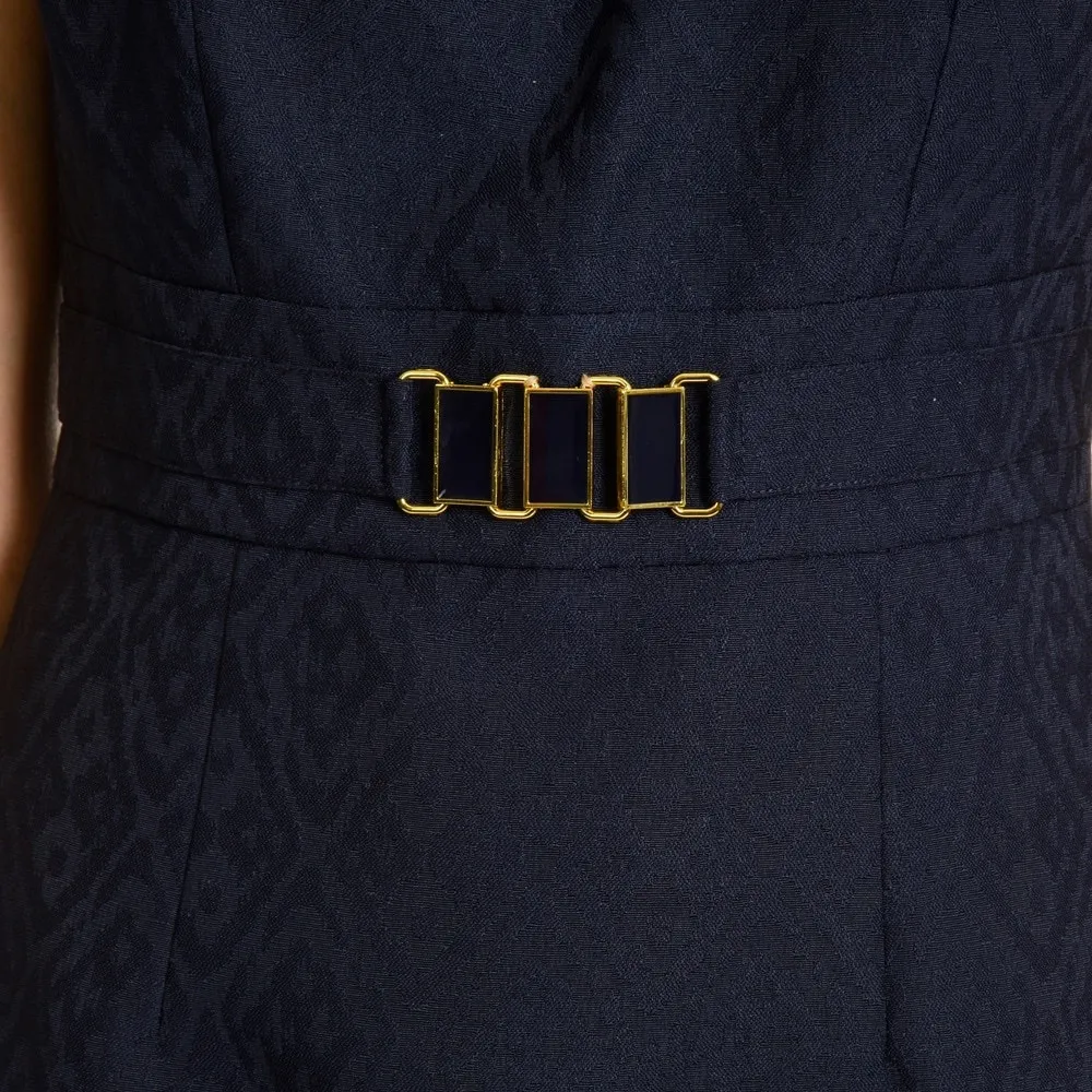 Tahari Arthur S. Levine Women's Tonal Pattern Cut-Out Detail Dress Size 6 - Image 3