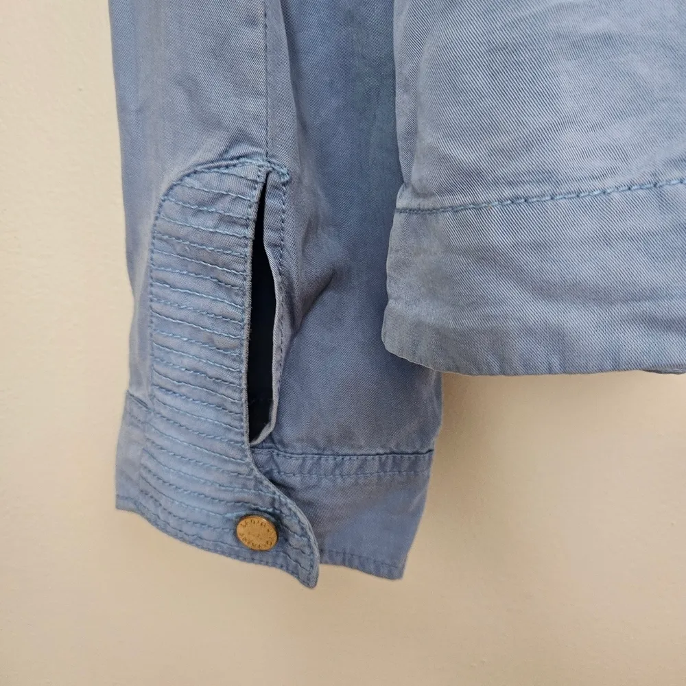 Zadig & Voltaire Jacket Light Blue Military Style Skull Zip Up Patch Casual - Image 9