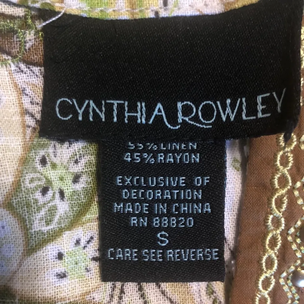 Cynthia Rowley linen floral and paisley tunic blouse - Image 5