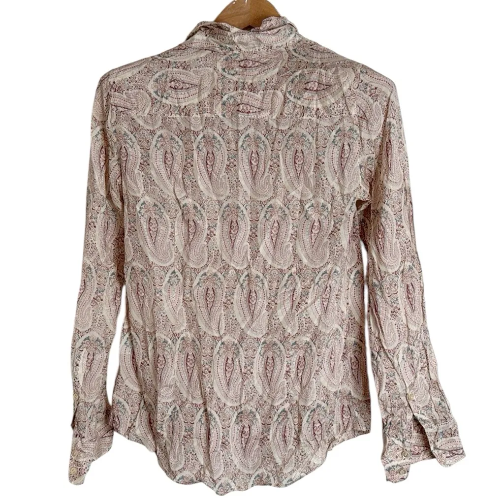 J. Crew Women’s The Perfect Shirt Silk/Cotton Long Sleeve Paisley Button Up sz 6 - Image 3
