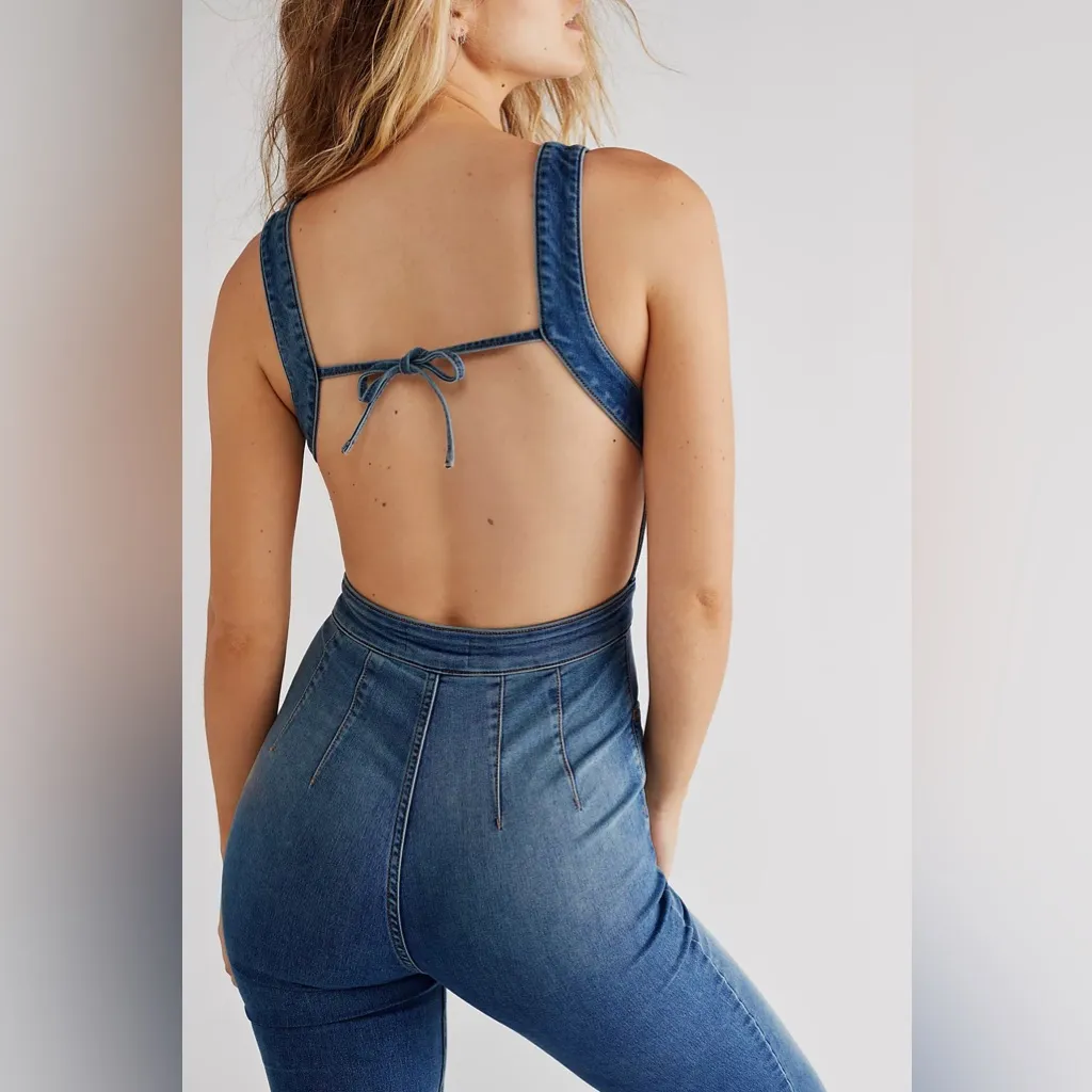 Free People 2nd Ave One Piece Denim Jumpsuit - Image 2