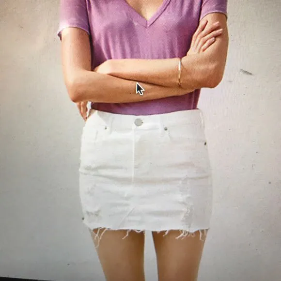 EXPRESS White Denim Skirt - Image 4