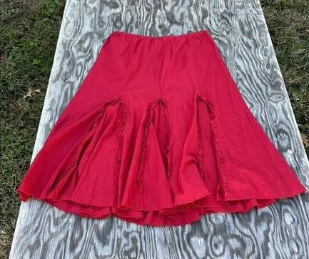 Allison Taylor Womens‎ Skirt Sz Medium Dark Red Flair Fairy Ruffled Fall Spring - Image 1