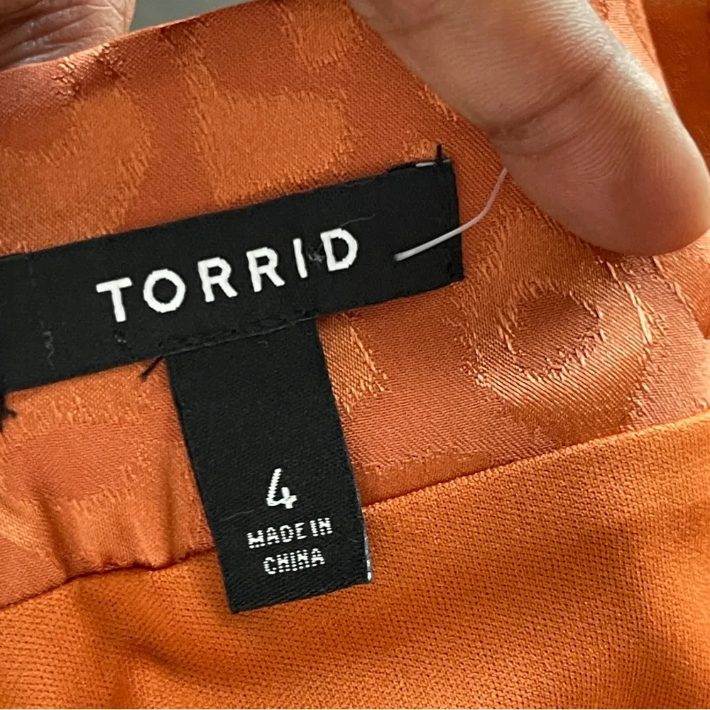 TORRID | Orange Satin Jacquard Animal Print Ruffle Hem Skirt Sz 4X - Image 7