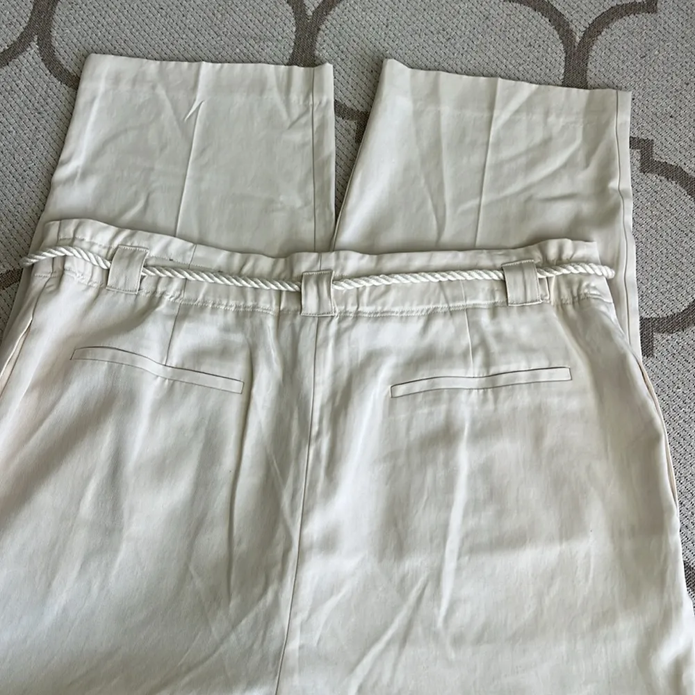 Chico’s high waisted pleated rope belt paperbag waist tapered ankle pants - Image 3