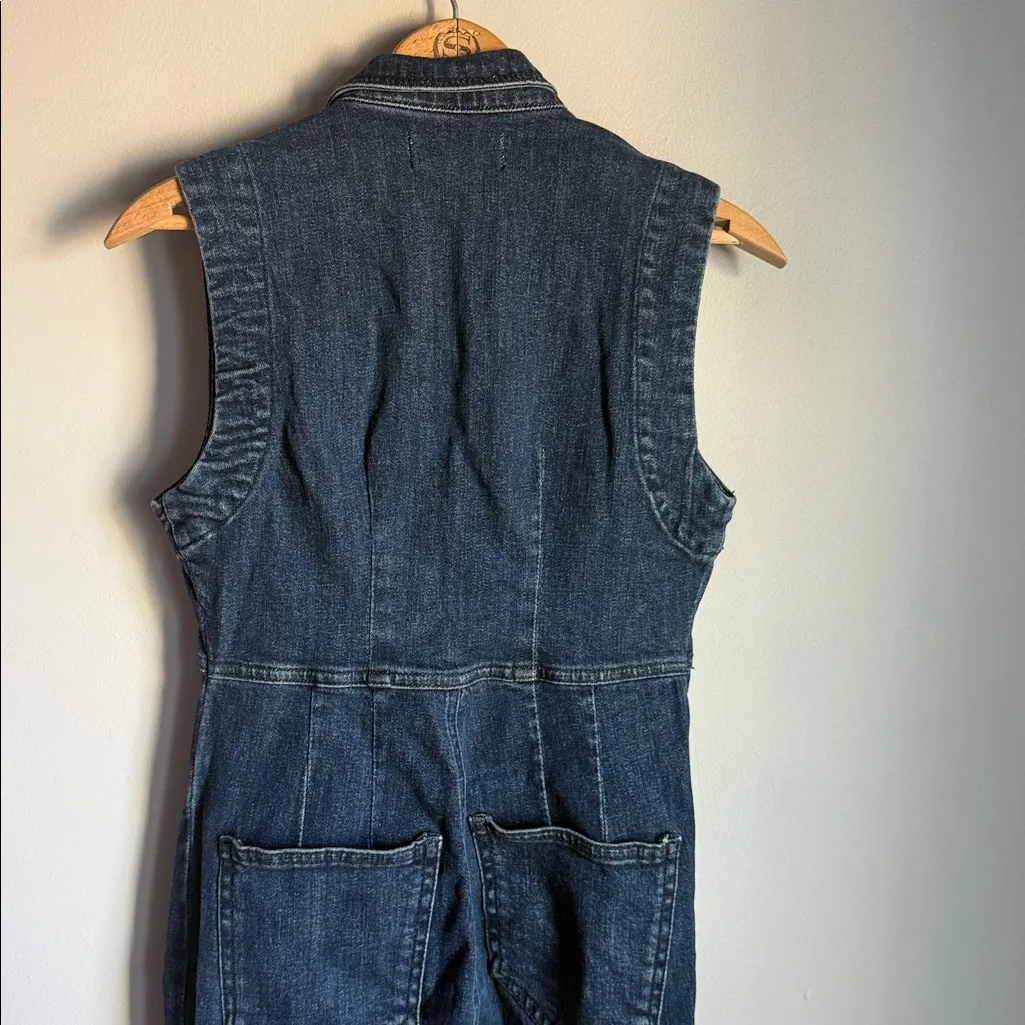 Free People CRVY Ring The Alarm Denim Jumpsuit.  XS - Image 11