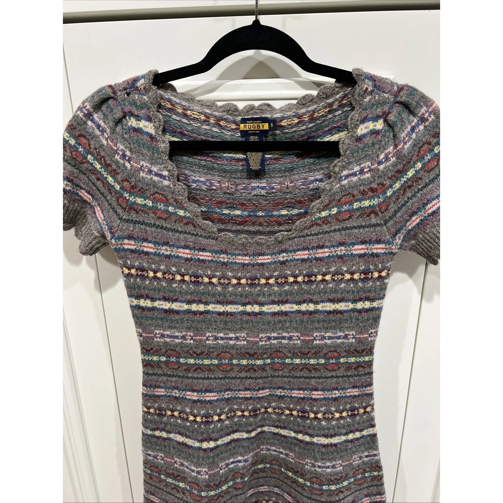 Vtg Ralph Lauren Rugby Fair Isle Nordic Wool Sweater Dress Heritage Read! - Image 2