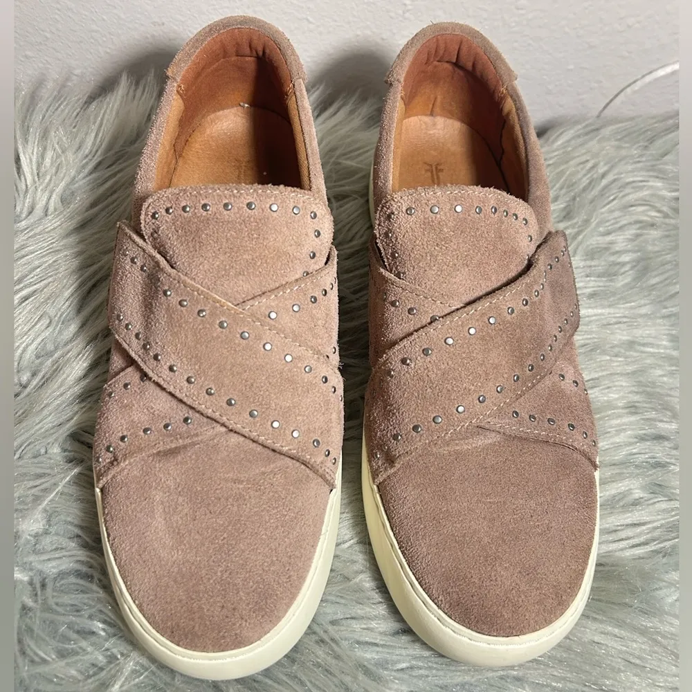 FRYE Nina Stud Slip On Suede Dusty Rose Sneakers Size 9.5 W - Image 2