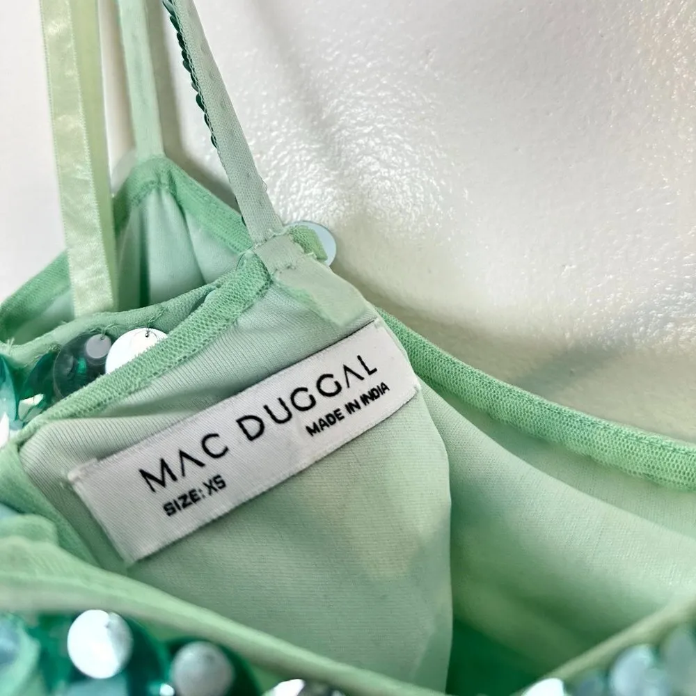 MAC DUGGAL Paillette Square Neck Cocktail Minidress in Mint Size X-Small - Image 6