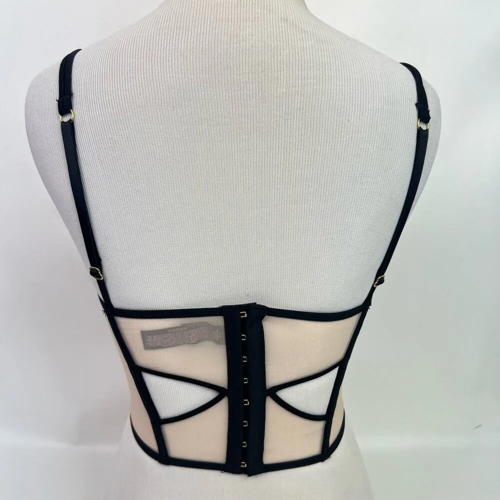 Victoria's Secret Corset Top Size 32C Floral Pink Green Rare Embroidery - Image 5