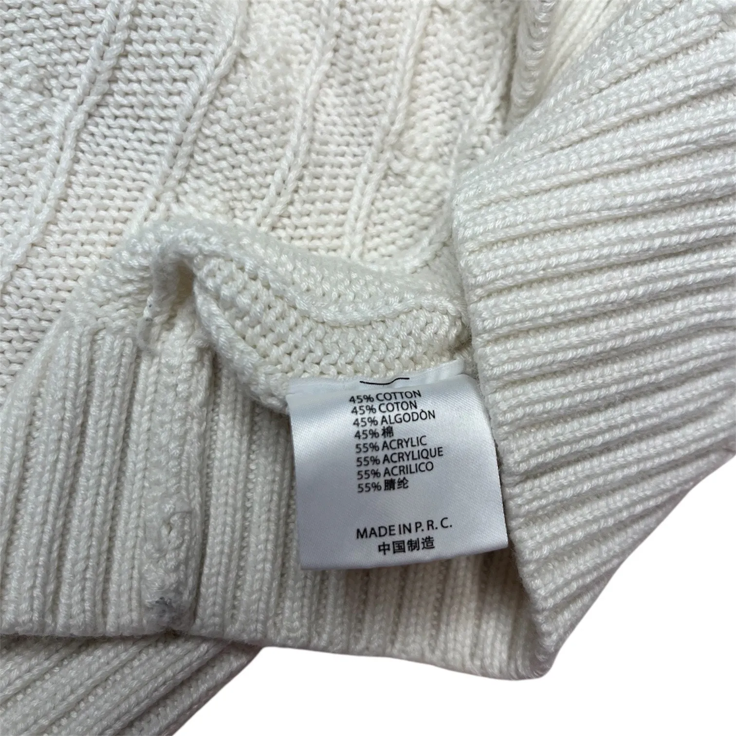 Brandy Melville Cream Cable Knit V-Neck Sweater Soft Cozy Classic Knitwear Baisc - Image 7