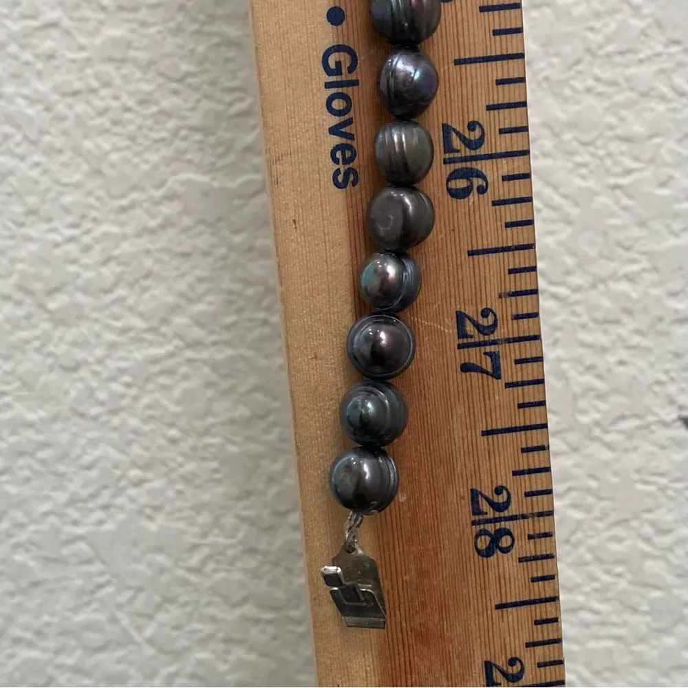 Vintage Natural Freshwater Peacock Pearl 28” Long Necklace 80g. Blue - Image 11