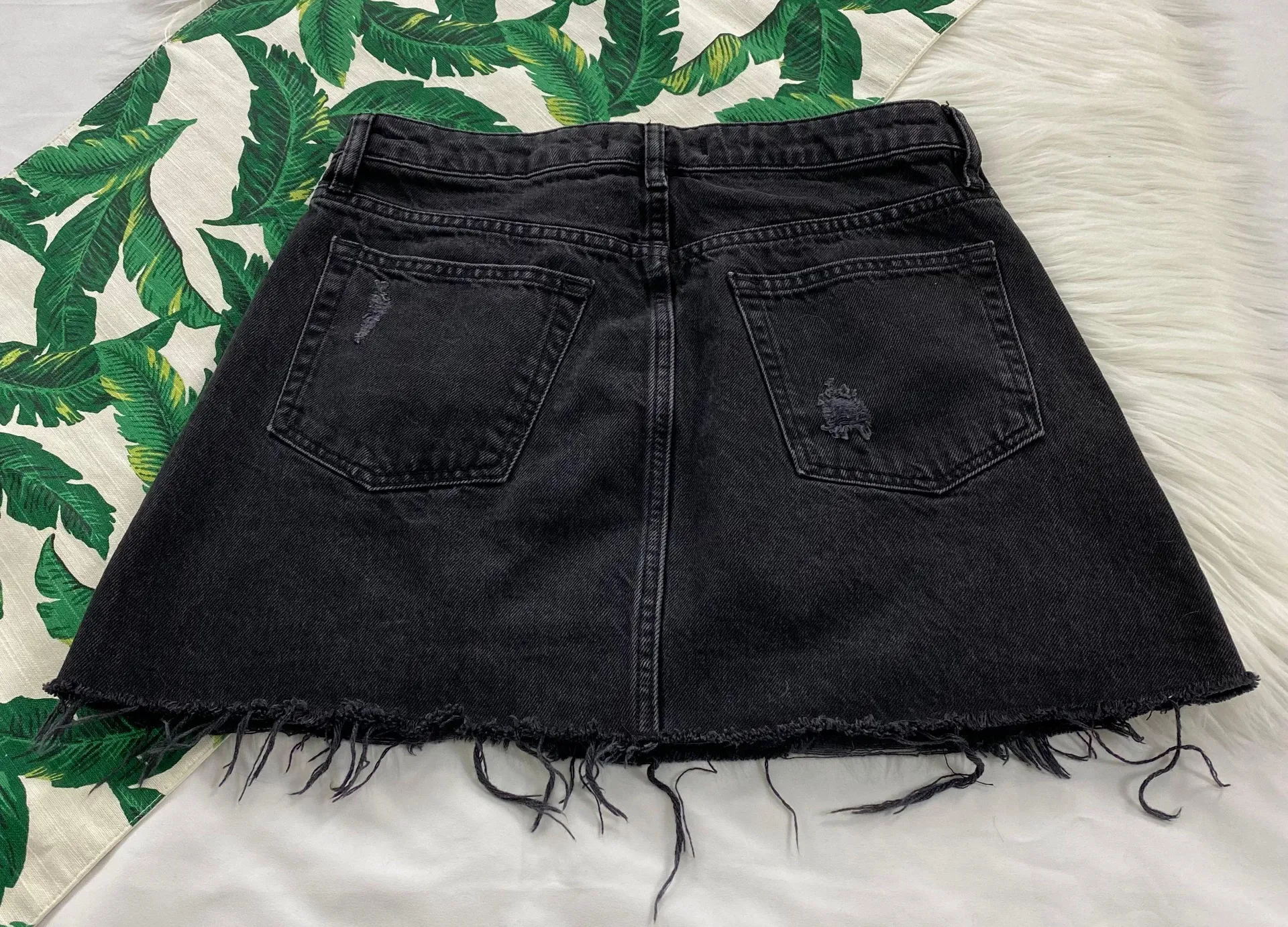 Distressed Button Fly Denim Mini Skirt - Image 2