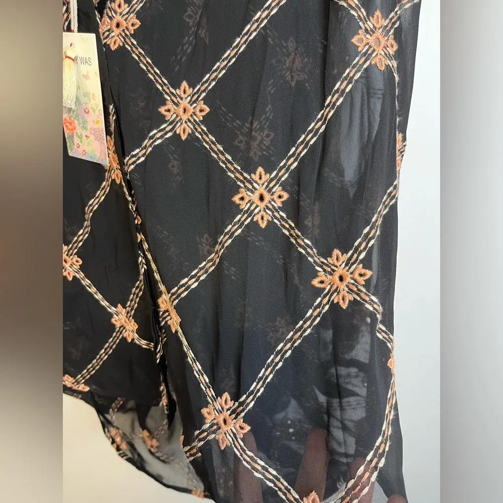 NEW JOHNNY WAS Iman Embroidered Silk Button Down Shirt in MTI Sz Xs - Image 10