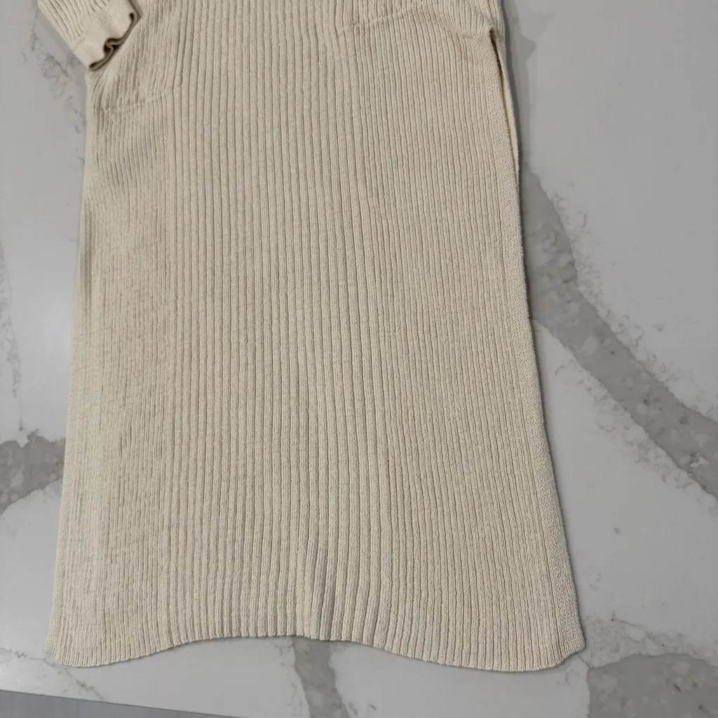 Free People Beach Free Fall Knit Sweater Henley Maxi Dress Women’s Small Oatmeal - Image 4