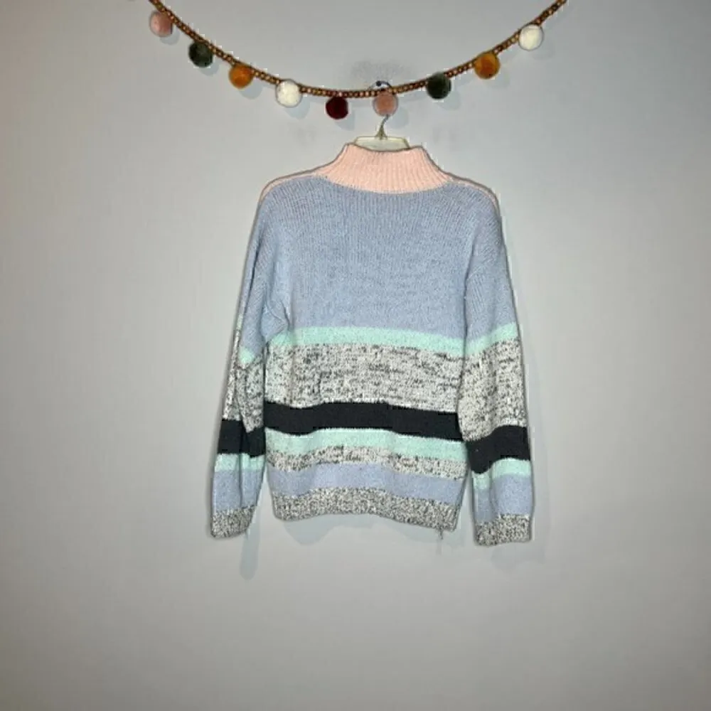 Vintage patterned colorful acrylic sweater Blue Size L - Image 4
