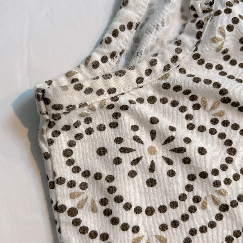 Merona white and brown print tank top with ruffle edge trim at shoulders - Image 10