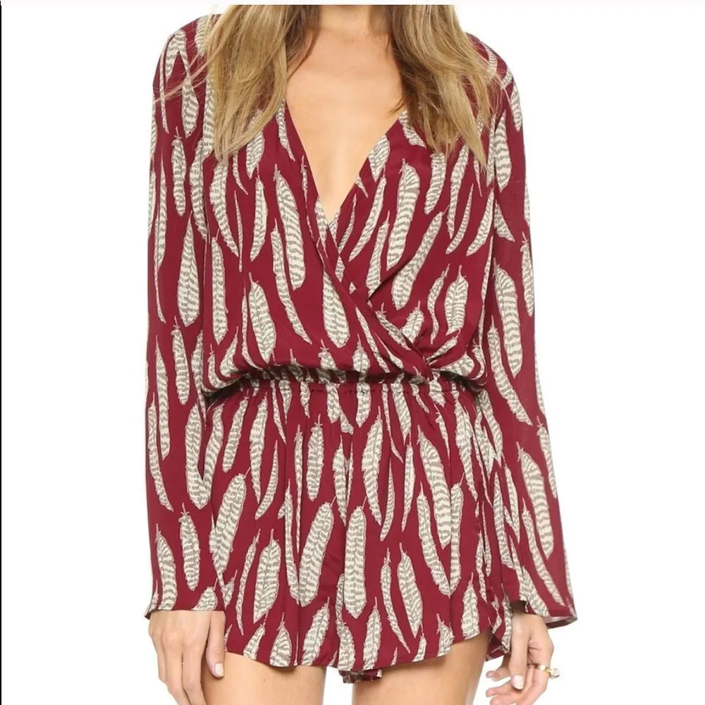 BLUE LIFE BOHO SLEEVE ROMPER‎ IN BORDEAUX - Image 2