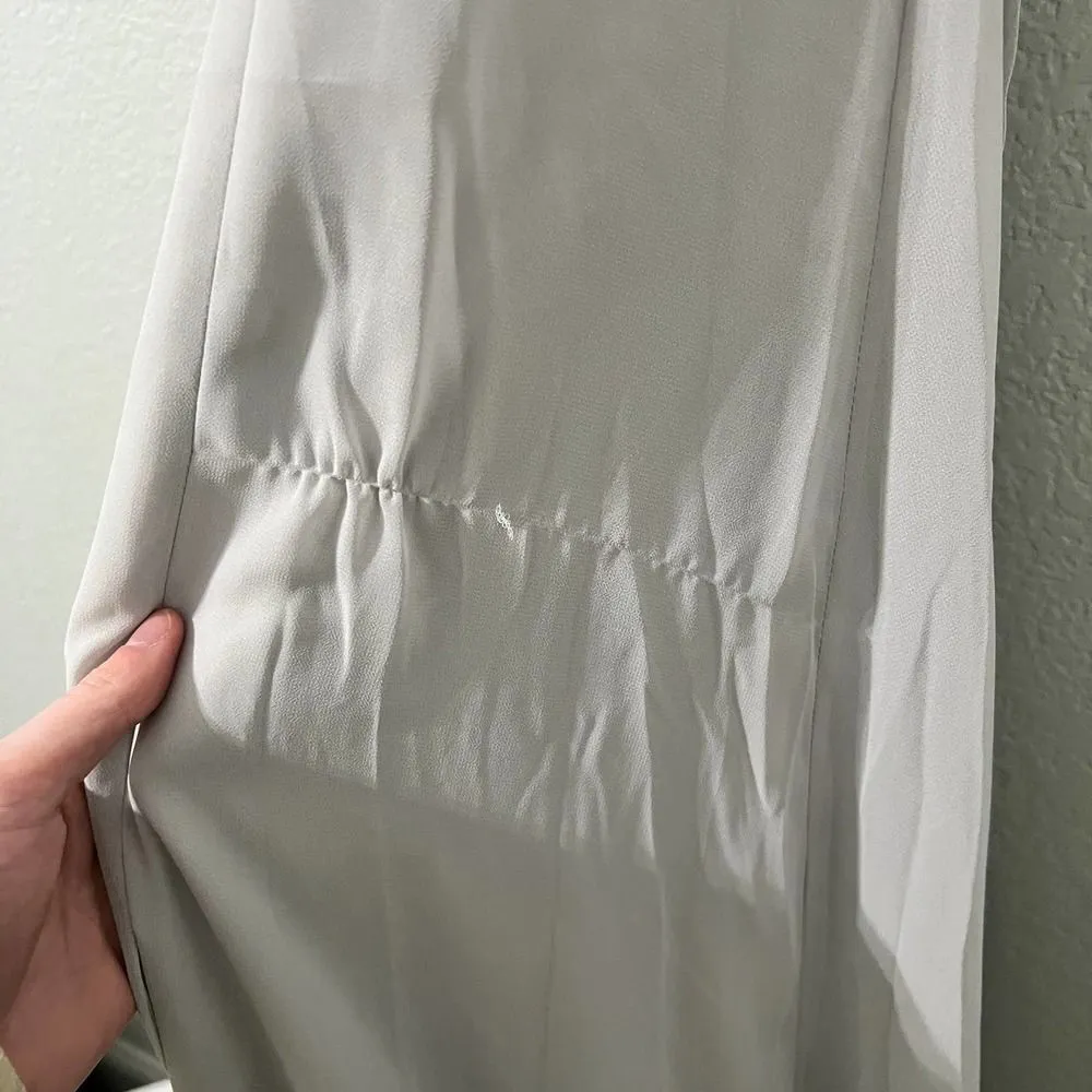 Marchesa Notte Bridesmaids draped-sleeve rear-cutout gown Size 16 Dove Gray - Image 5